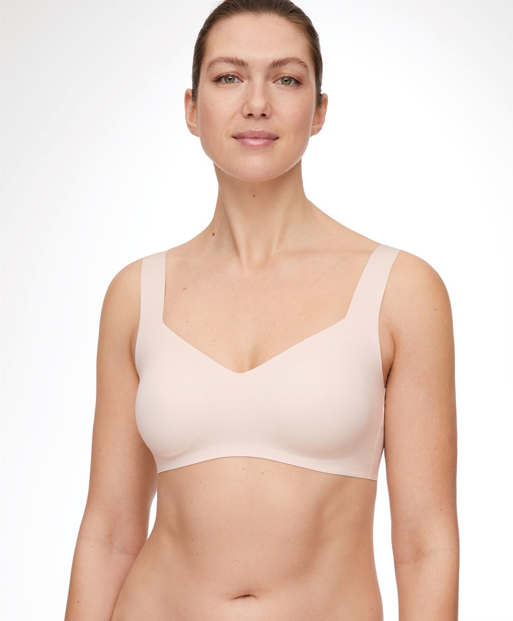 Almond Oysho Invisible Laser-cut V-neck Bra | JSLQ07185