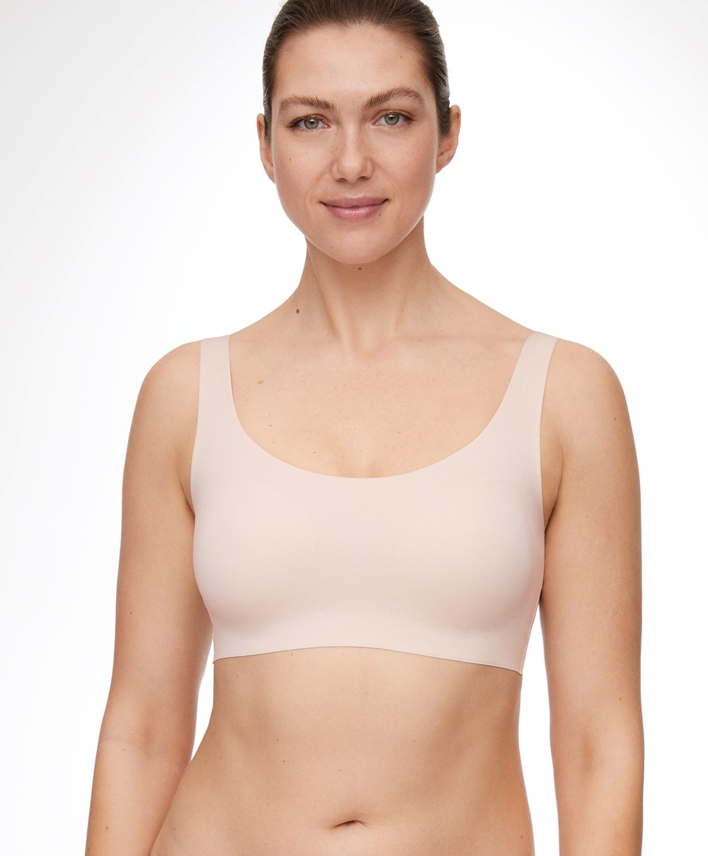 Almond Oysho Laser-cut Invisible T-shirt Bra Top | BDQY68437