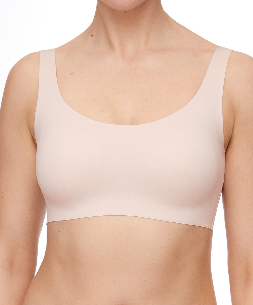 Almond Oysho Laser-cut Invisible T-shirt Bra Top | BDQY68437