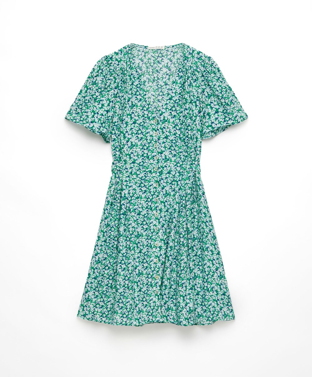 Aqua Green Oysho Floral Short Dress | SWVN31452