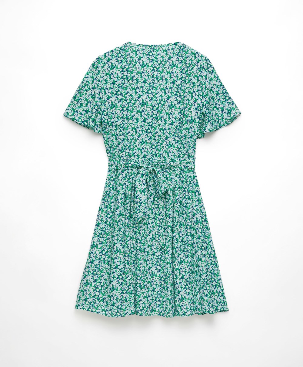 Aqua Green Oysho Floral Short Dress | SWVN31452