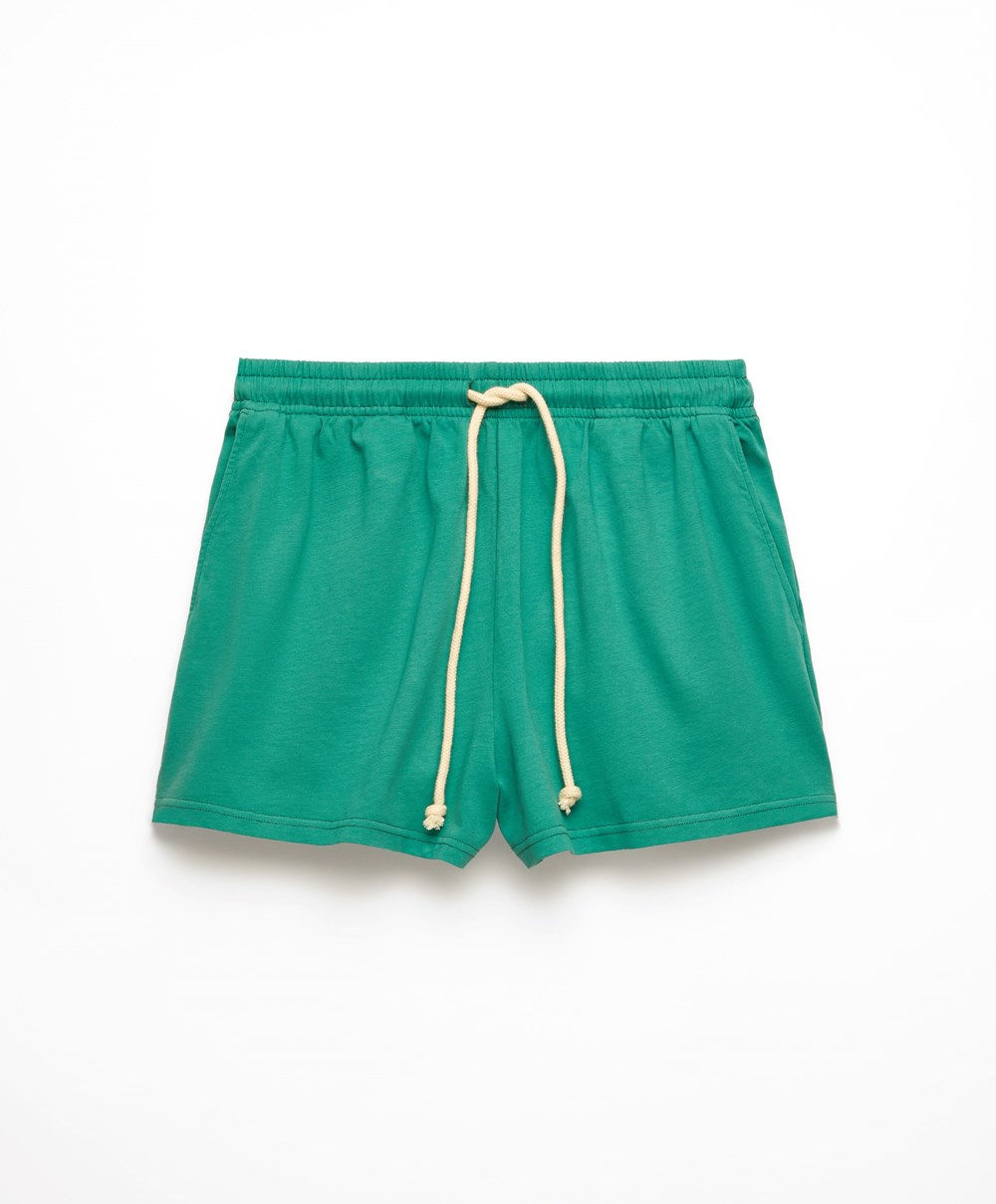 Aqua Green Oysho Washed 100% Cotton Shorts | KXRJ69728