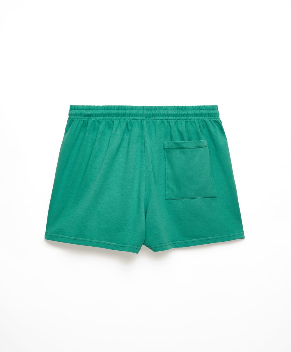 Aqua Green Oysho Washed 100% Cotton Shorts | KXRJ69728