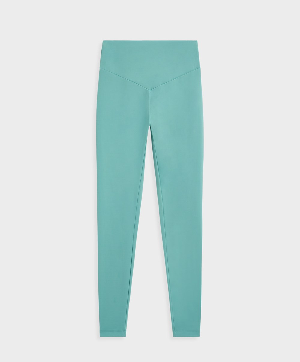 Aquamarine Oysho Soft Compressive 65cm Ankle-length Leggings | FGHN10532