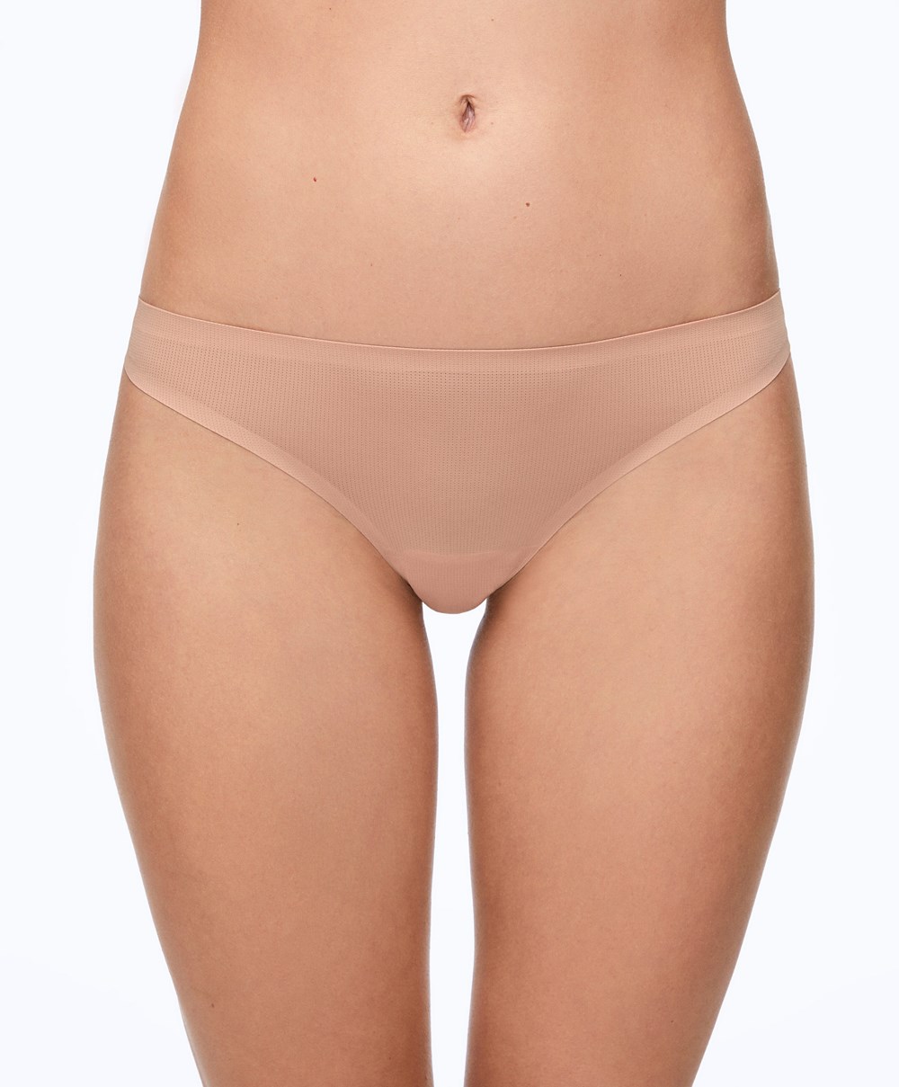 Beige Oysho 2 Polyamide Active Thongs | OKGN31294