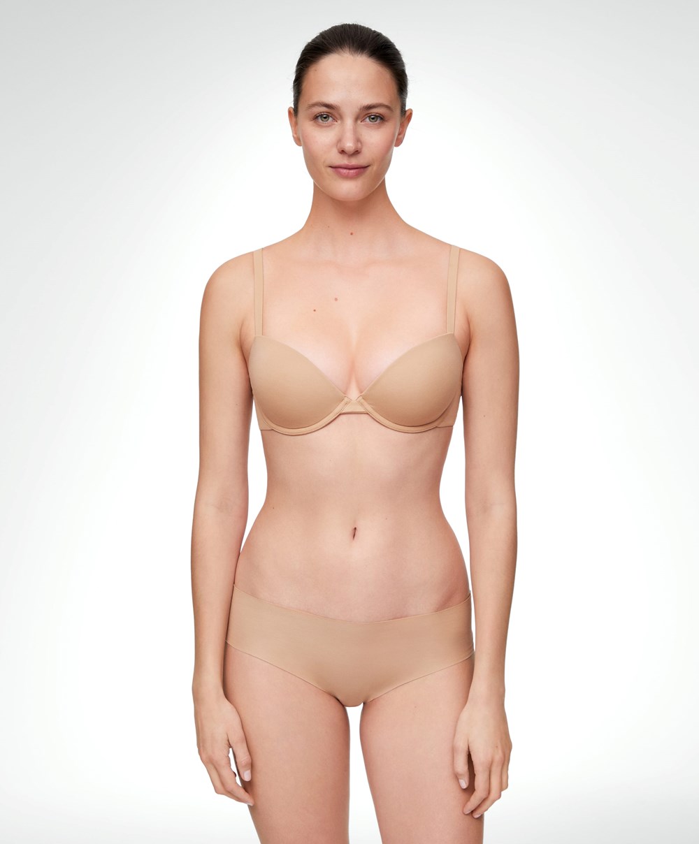 Beige Oysho Classic Cotton Underwired Bra | DGIL56803