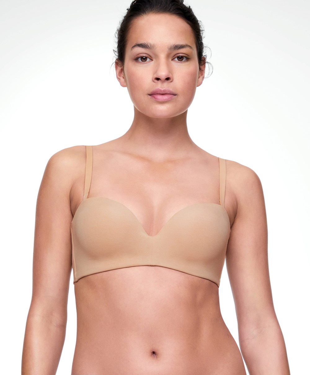 Beige Oysho Cotton Bra With Removable Straps | VPOI80463