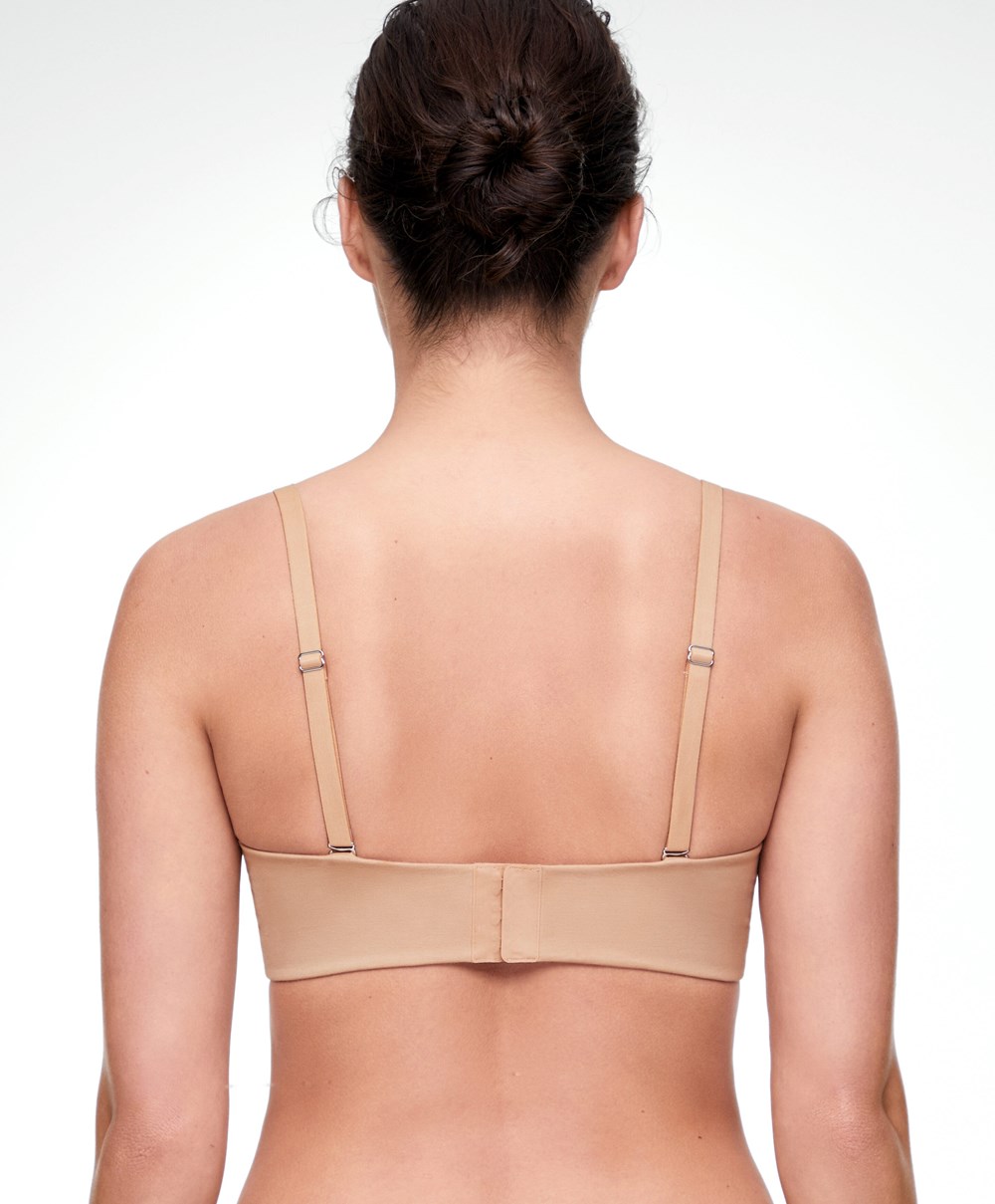 Beige Oysho Cotton Bra With Removable Straps | VPOI80463