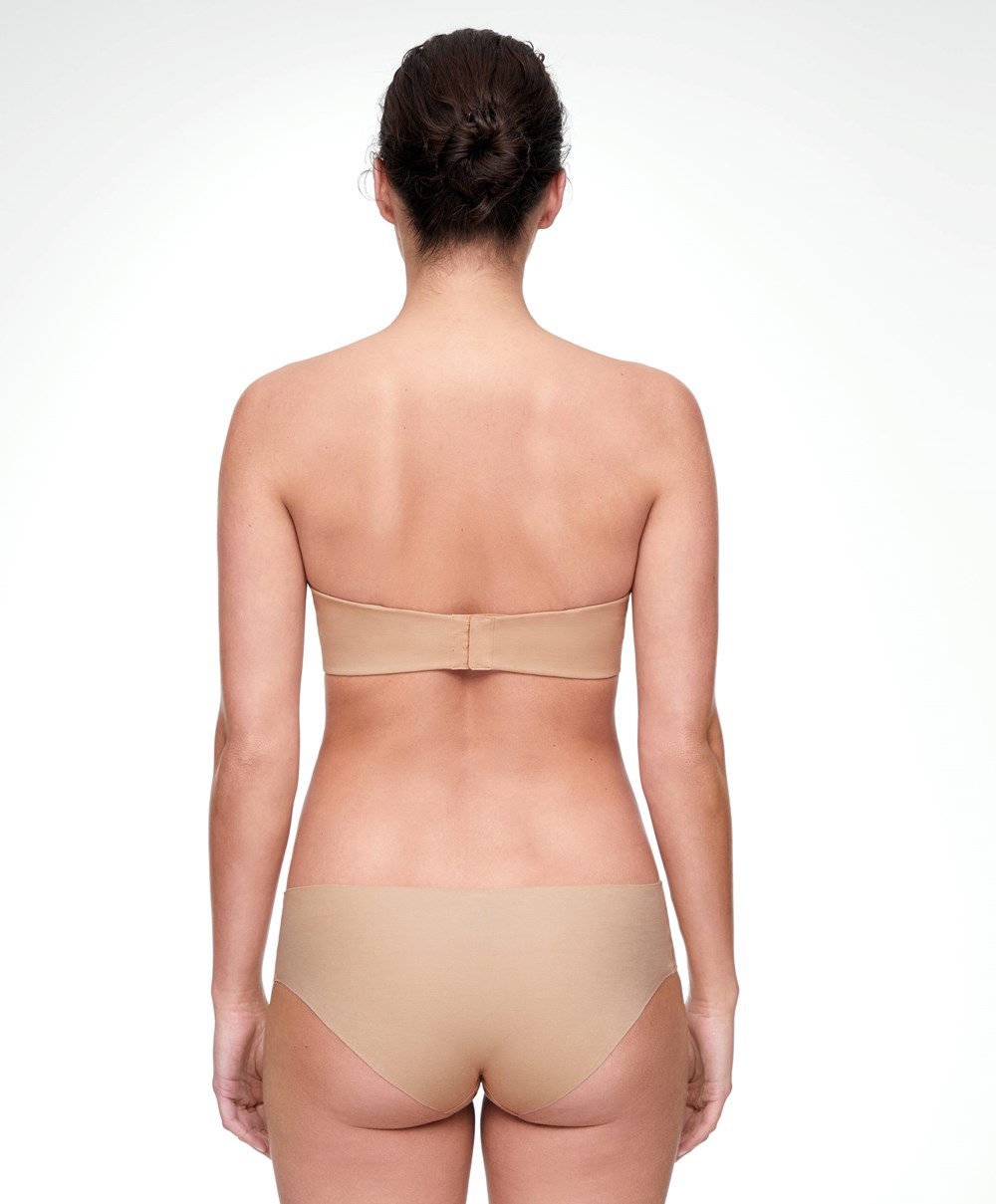 Beige Oysho Cotton Bra With Removable Straps | VPOI80463