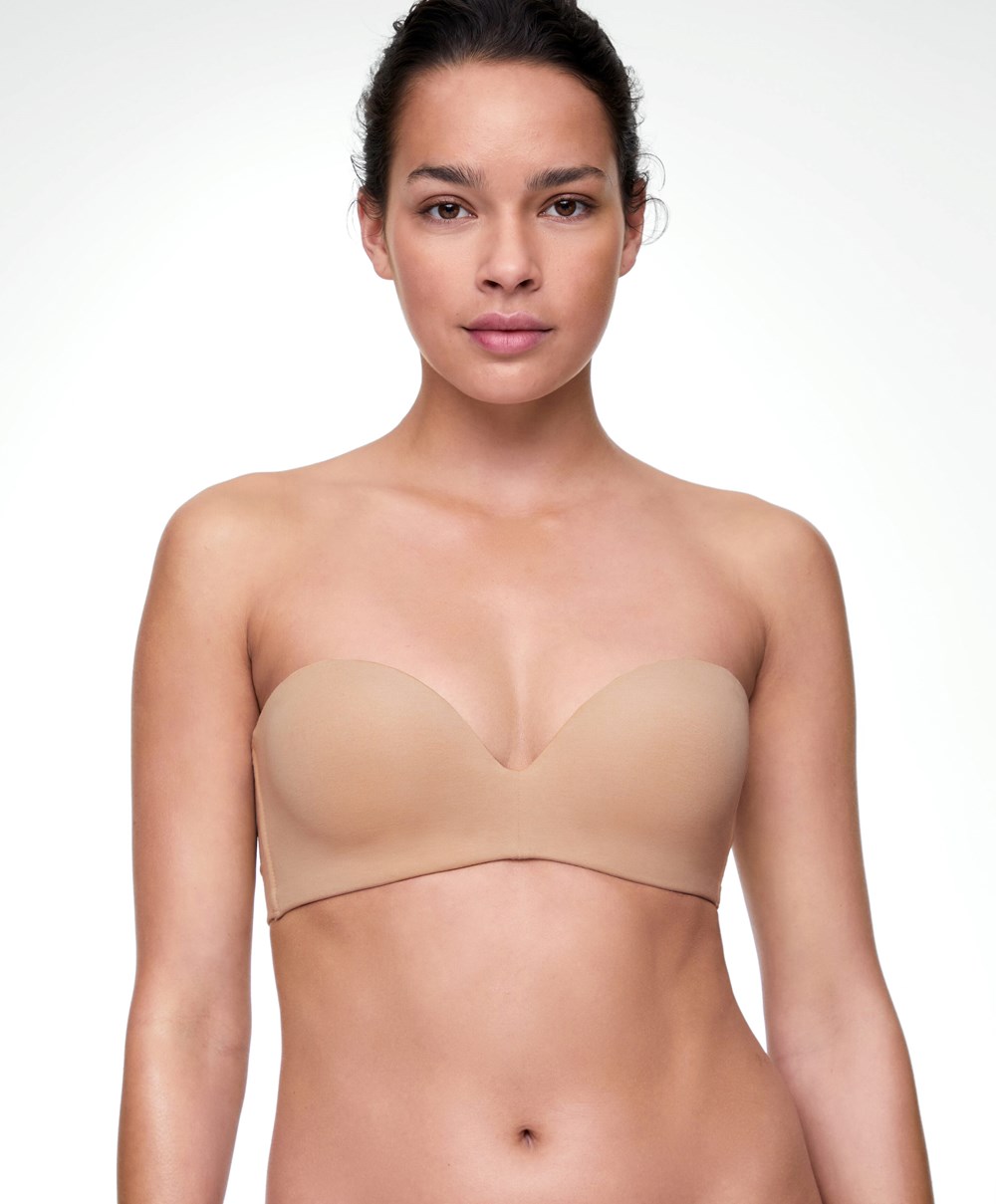 Beige Oysho Cotton Bra With Removable Straps | VPOI80463