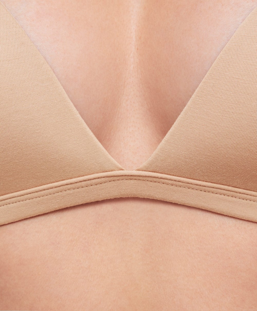 Beige Oysho Cotton Push-up Triangle Bra | LBKA61852