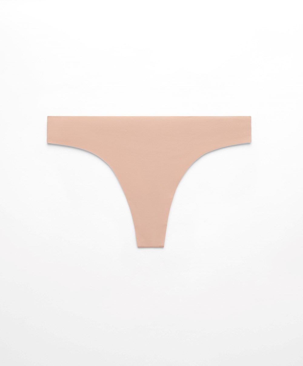 Beige Oysho Invisible Laser-cut Hipster Thong | SKNZ05297