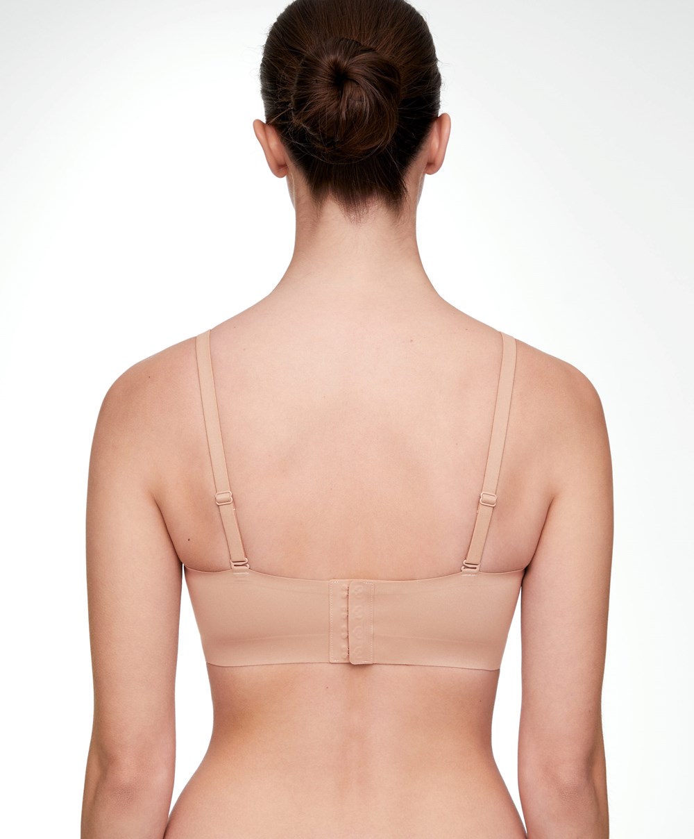 Beige Oysho Invisible Polyamide Bandeau Bra With Removable Straps | REYO40812