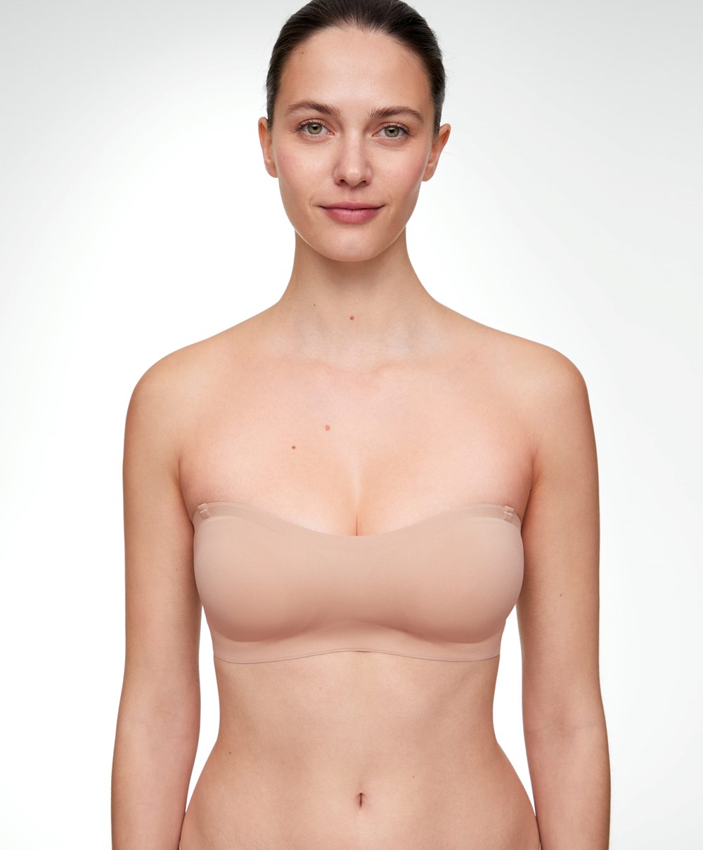 Beige Oysho Invisible Polyamide Bandeau Bra With Removable Straps | REYO40812