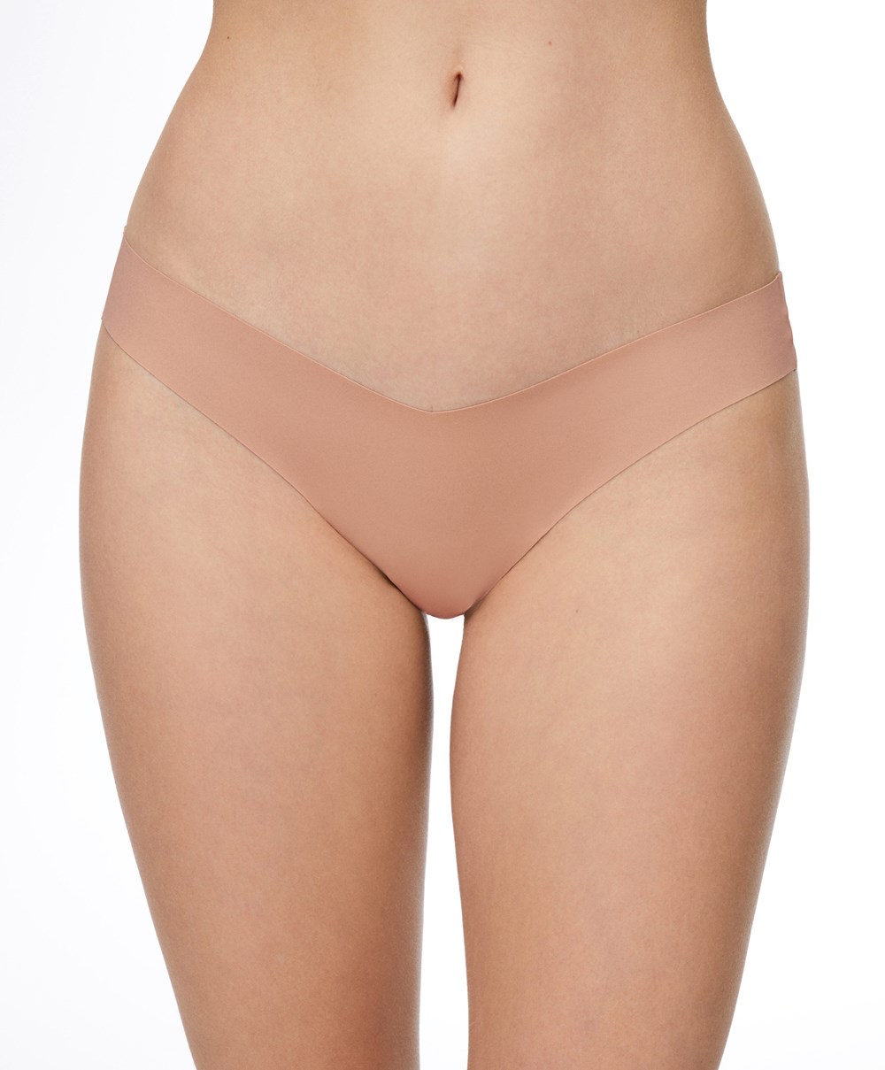 Beige Oysho Invisible “v”-cut Thong | CXTB87534