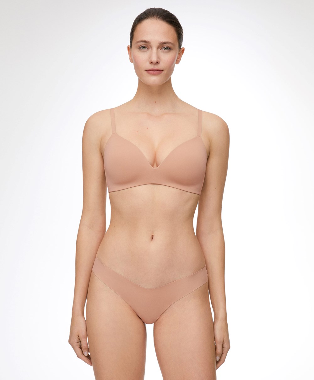 Beige Oysho Invisible “v”-cut Thong | CXTB87534