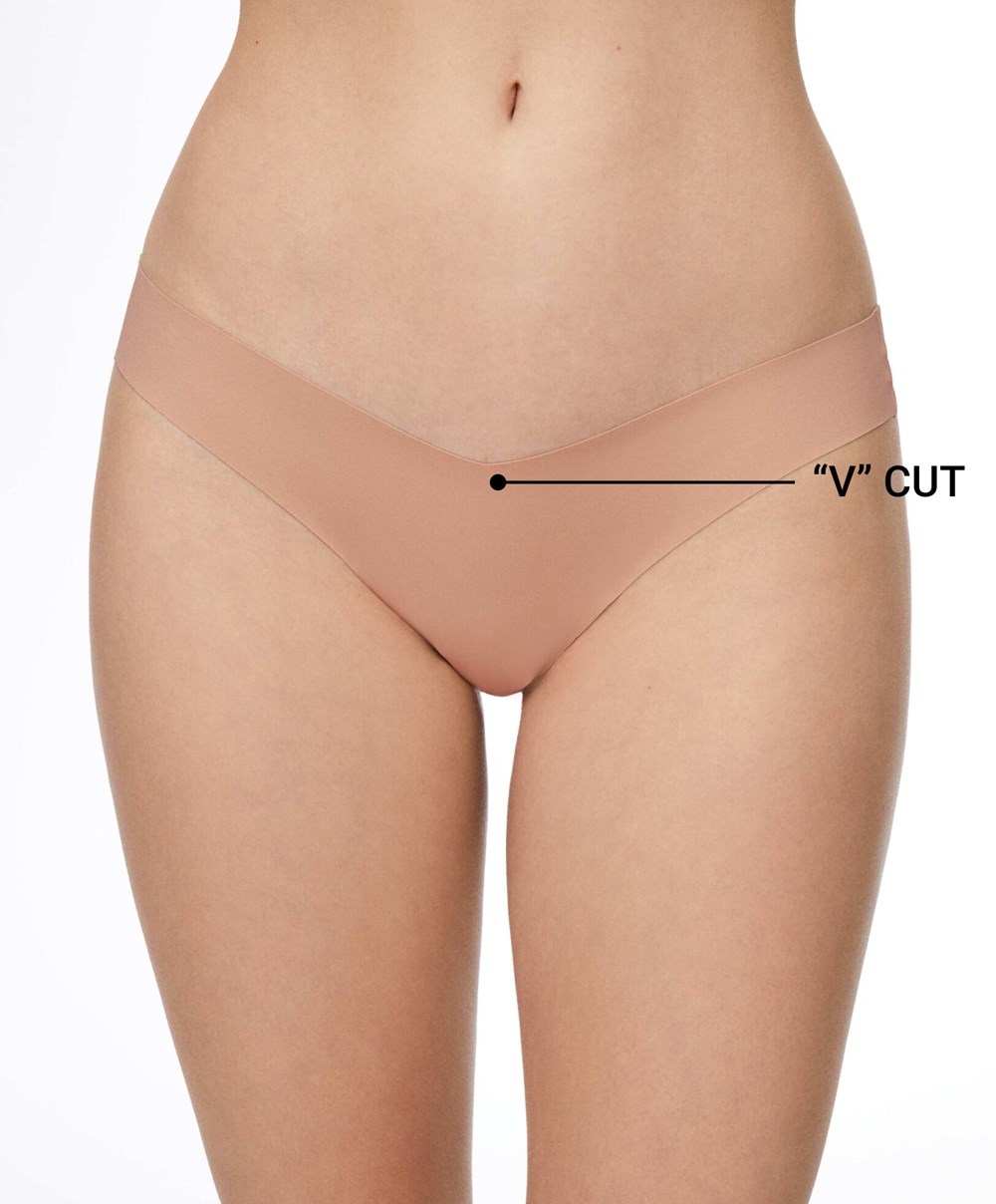 Beige Oysho Invisible “v”-cut Thong | OJET41807