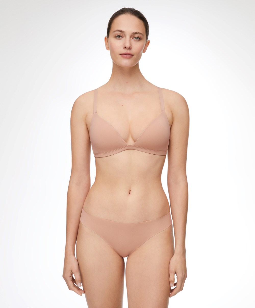 Beige Oysho Polyamide Low-cut Triangle Bra | CLHY12067