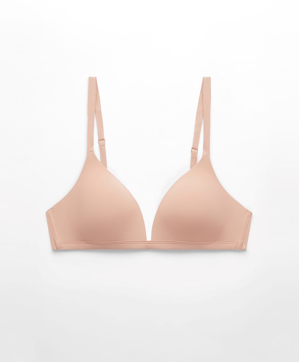 Beige Oysho Polyamide Low-cut Triangle Bra | CLHY12067