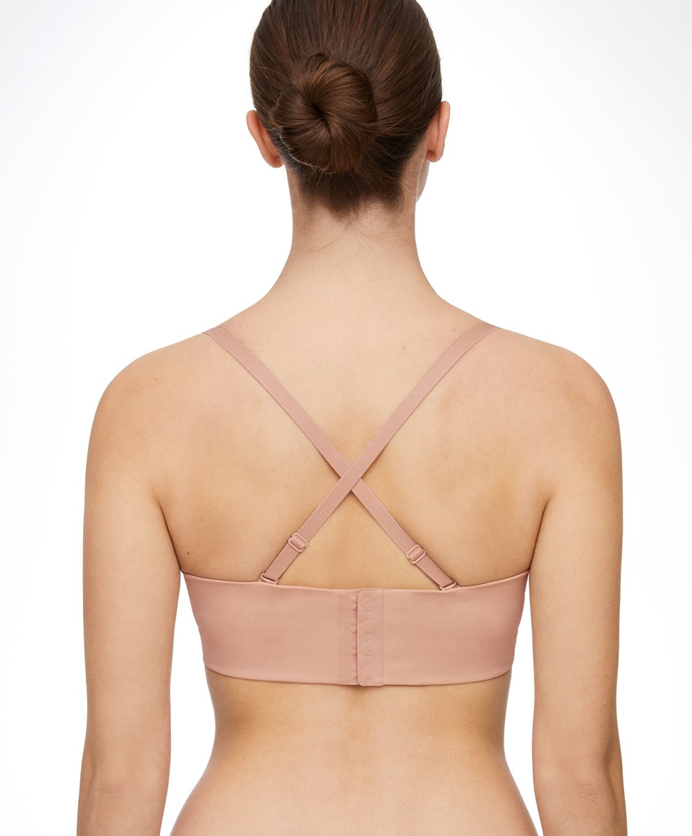 Beige Oysho Polyamide Push-up Bandeau Bra | JCPH31469