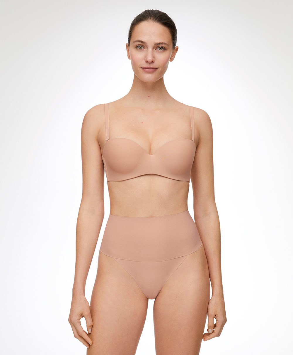 Beige Oysho Polyamide Push-up Bra With Removable Straps | VICX09836