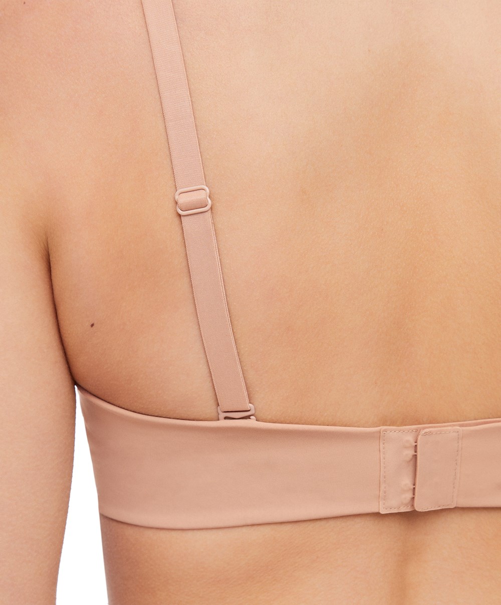 Beige Oysho Polyamide Push-up Bra With Removable Straps | VICX09836