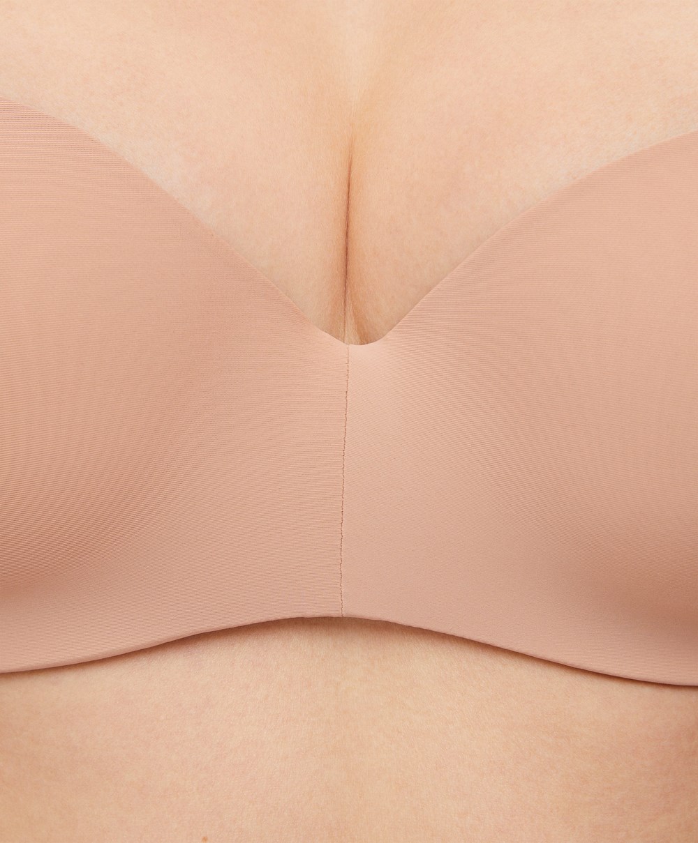 Beige Oysho Polyamide Push-up Bra With Removable Straps | VICX09836