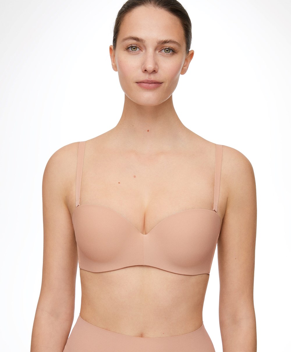 Beige Oysho Polyamide Push-up Bra With Removable Straps | VICX09836