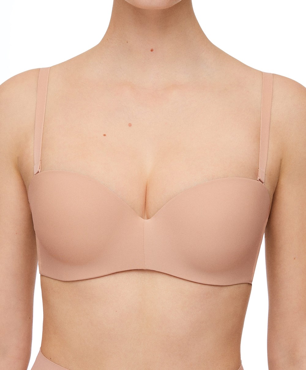 Beige Oysho Polyamide Push-up Bra With Removable Straps | VICX09836