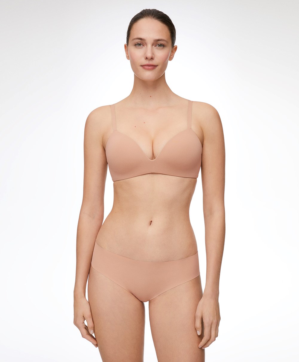 Beige Oysho Push-up Padded Triangle Polyamide Bra | SLEN72985