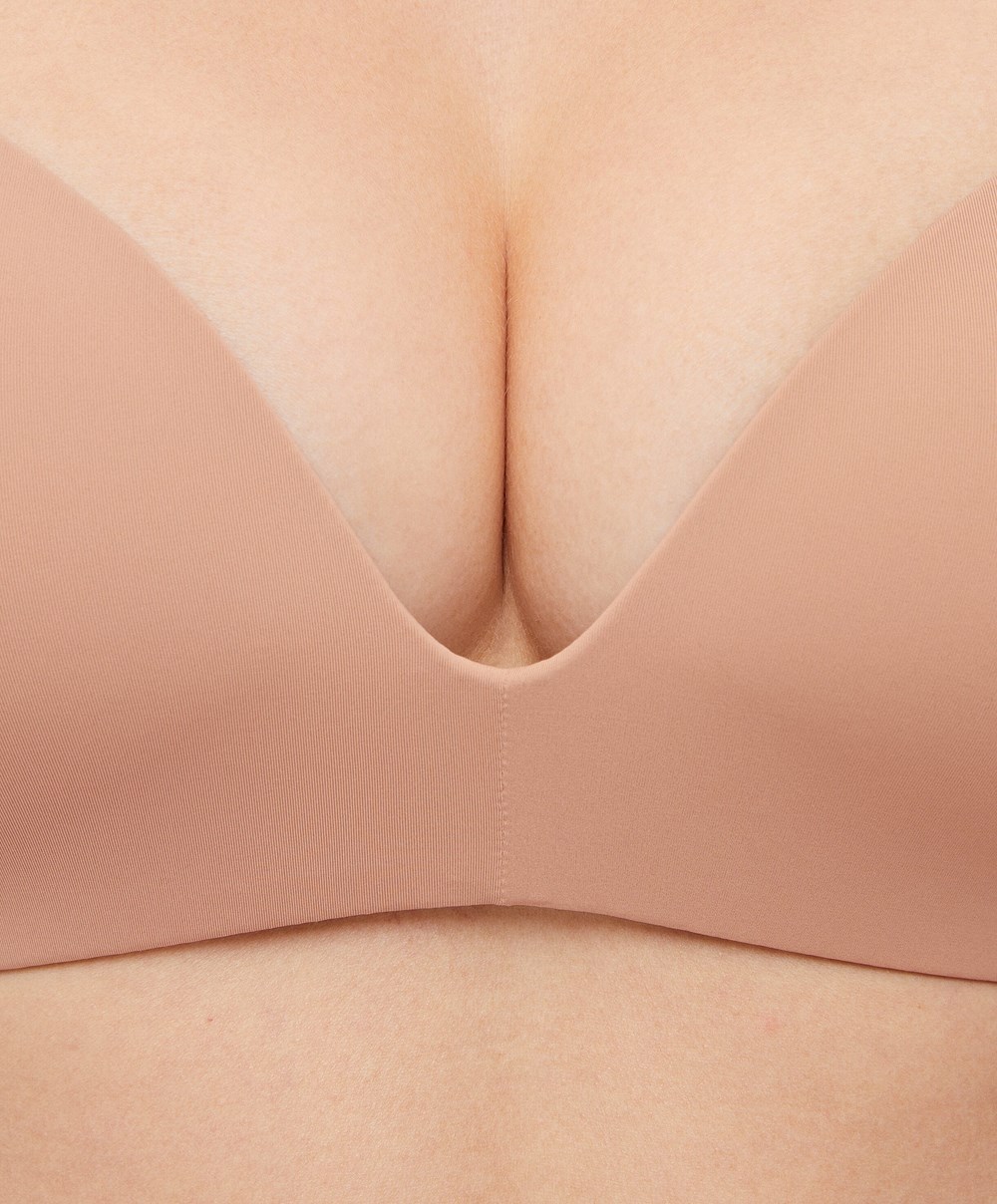 Beige Oysho Push-up Padded Triangle Polyamide Bra | SLEN72985