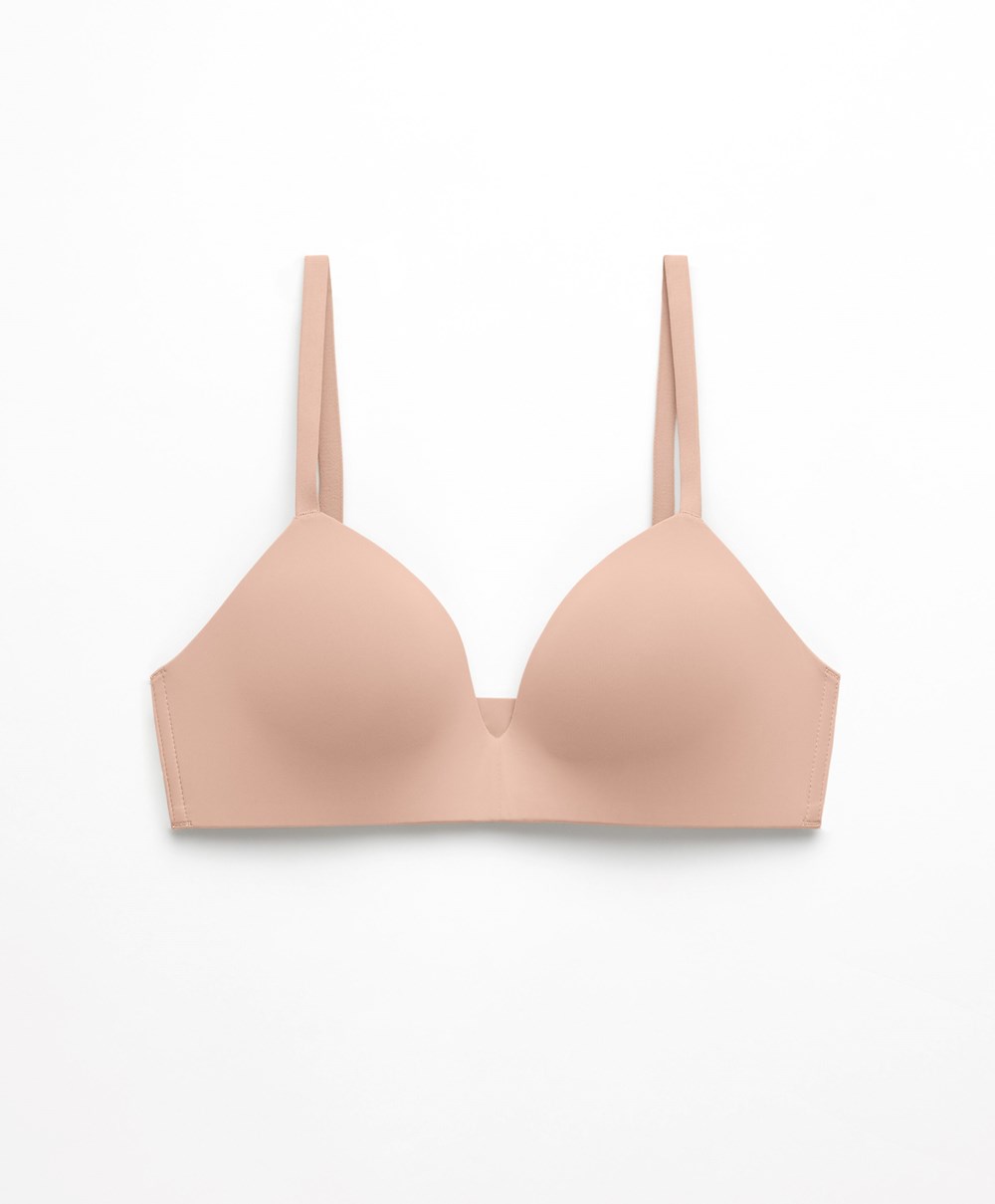 Beige Oysho Push-up Padded Triangle Polyamide Bra | SLEN72985