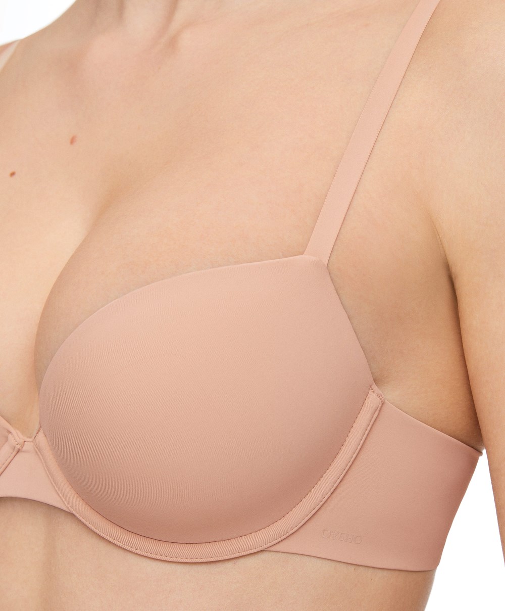 Beige Oysho Underwired Polyamide Classic Bra | JOSP96142