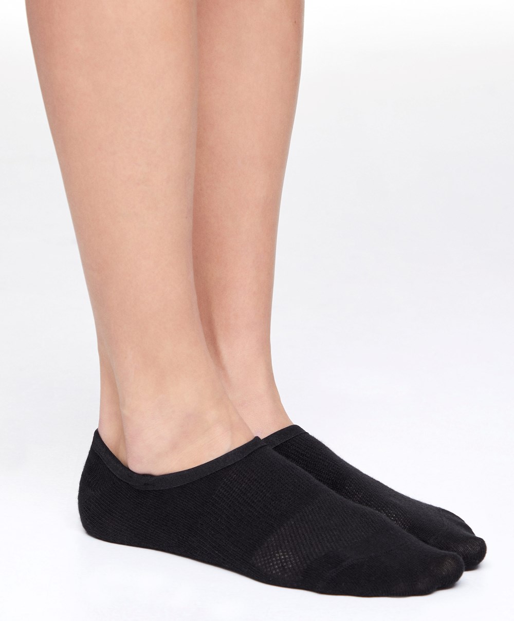 Black Oysho 3 Pairs Of Cotton Sport Footsies | IUON59368