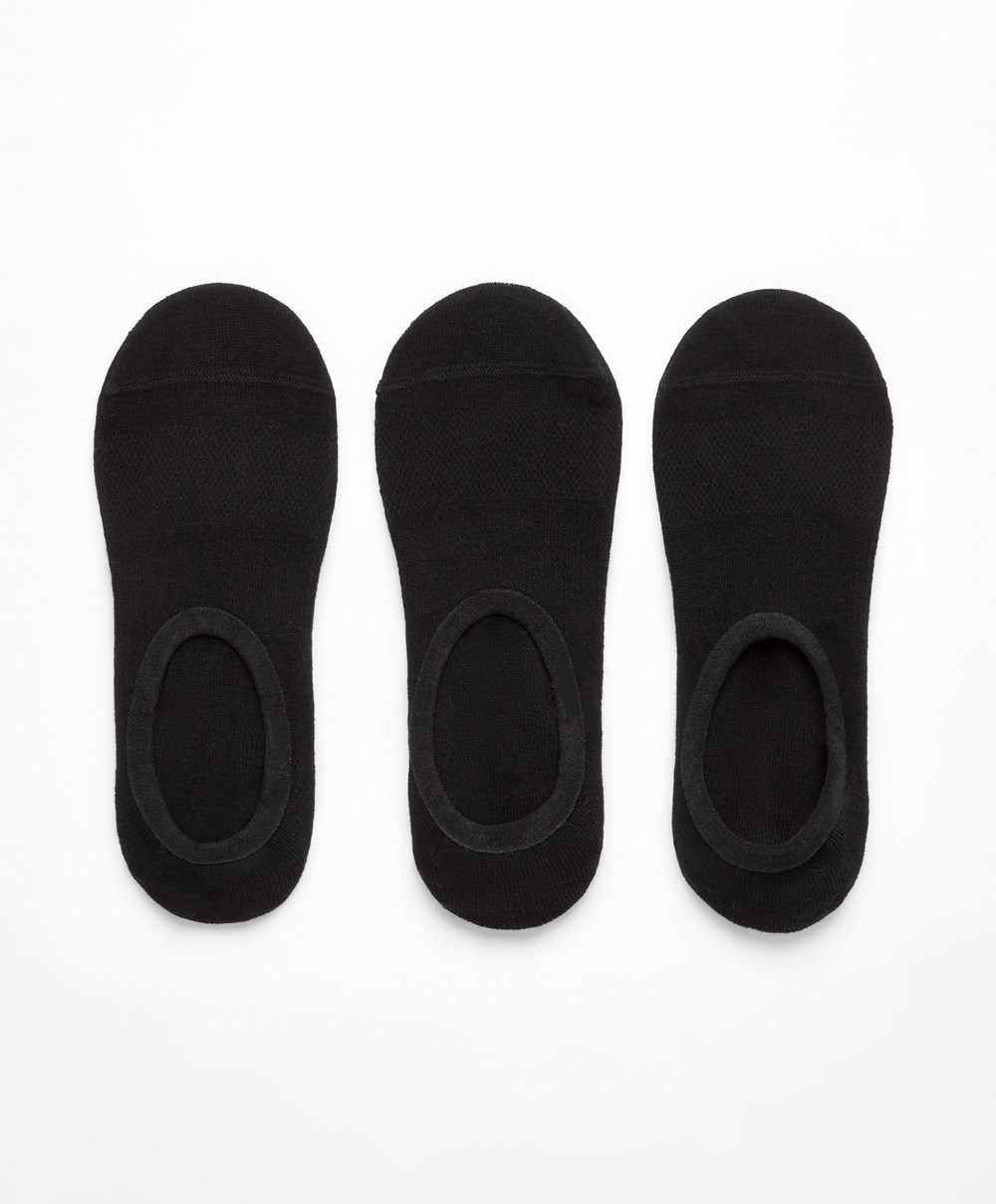 Black Oysho 3 Pairs Of Cotton Sport Footsies | IUON59368