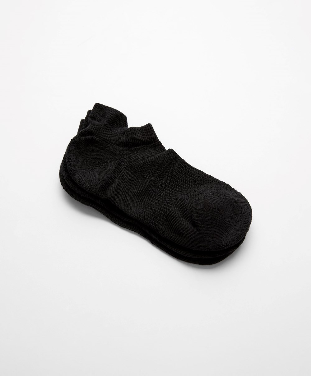 Black Oysho 3 Pairs Of Cotton Sports Trainer Socks | GPCI25603