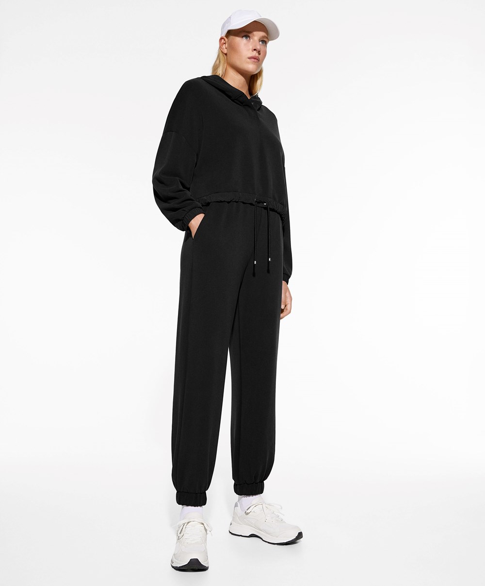 Black Oysho Adjustable Modal Sweatshirt | HWZX87142