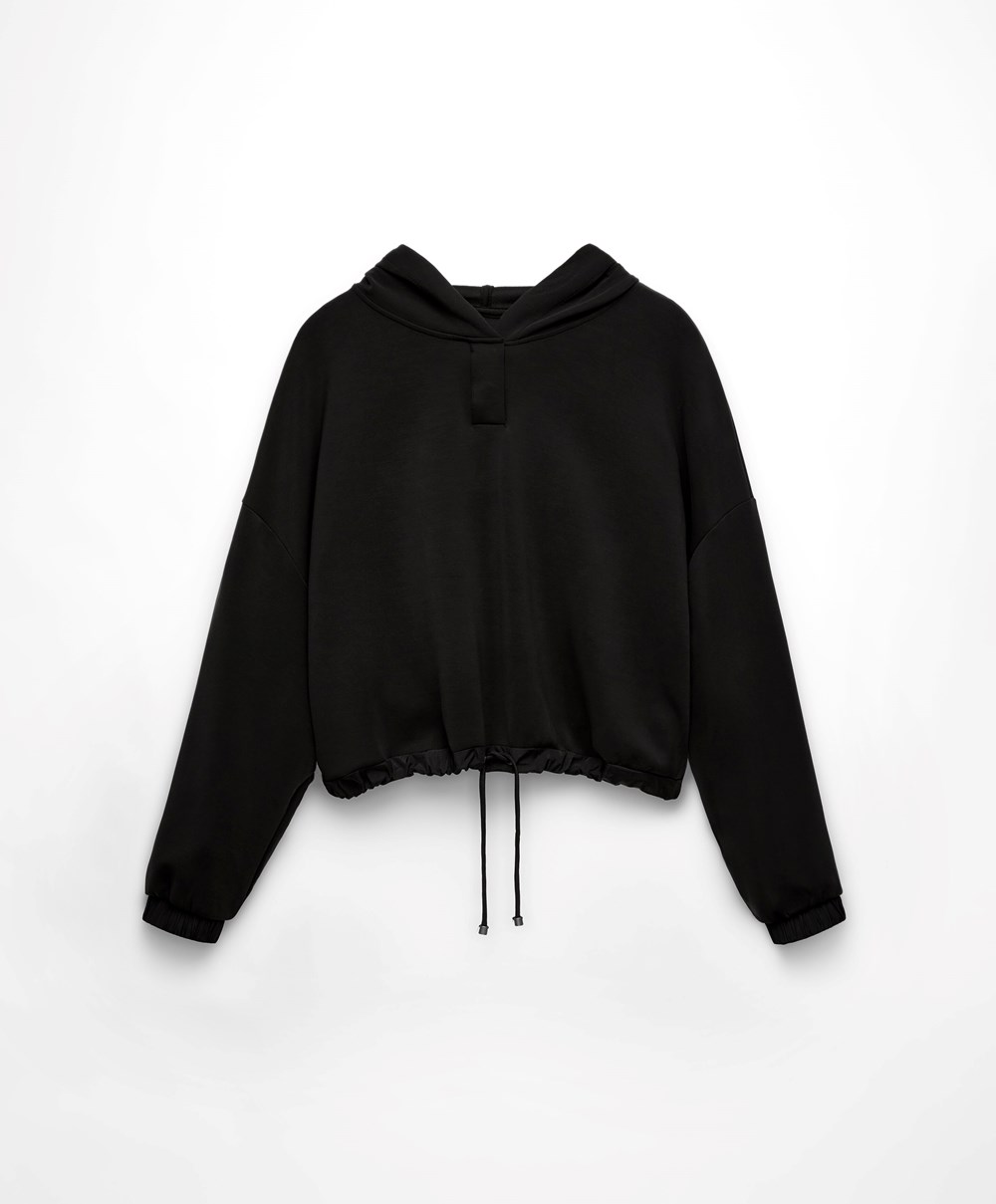 Black Oysho Adjustable Modal Sweatshirt | HWZX87142