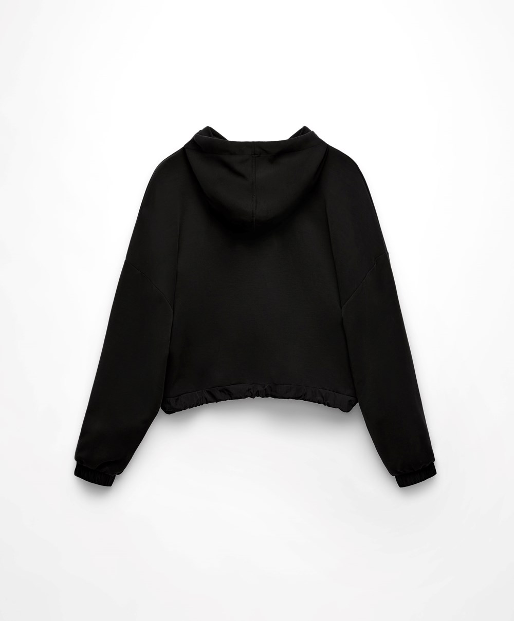 Black Oysho Adjustable Modal Sweatshirt | HWZX87142