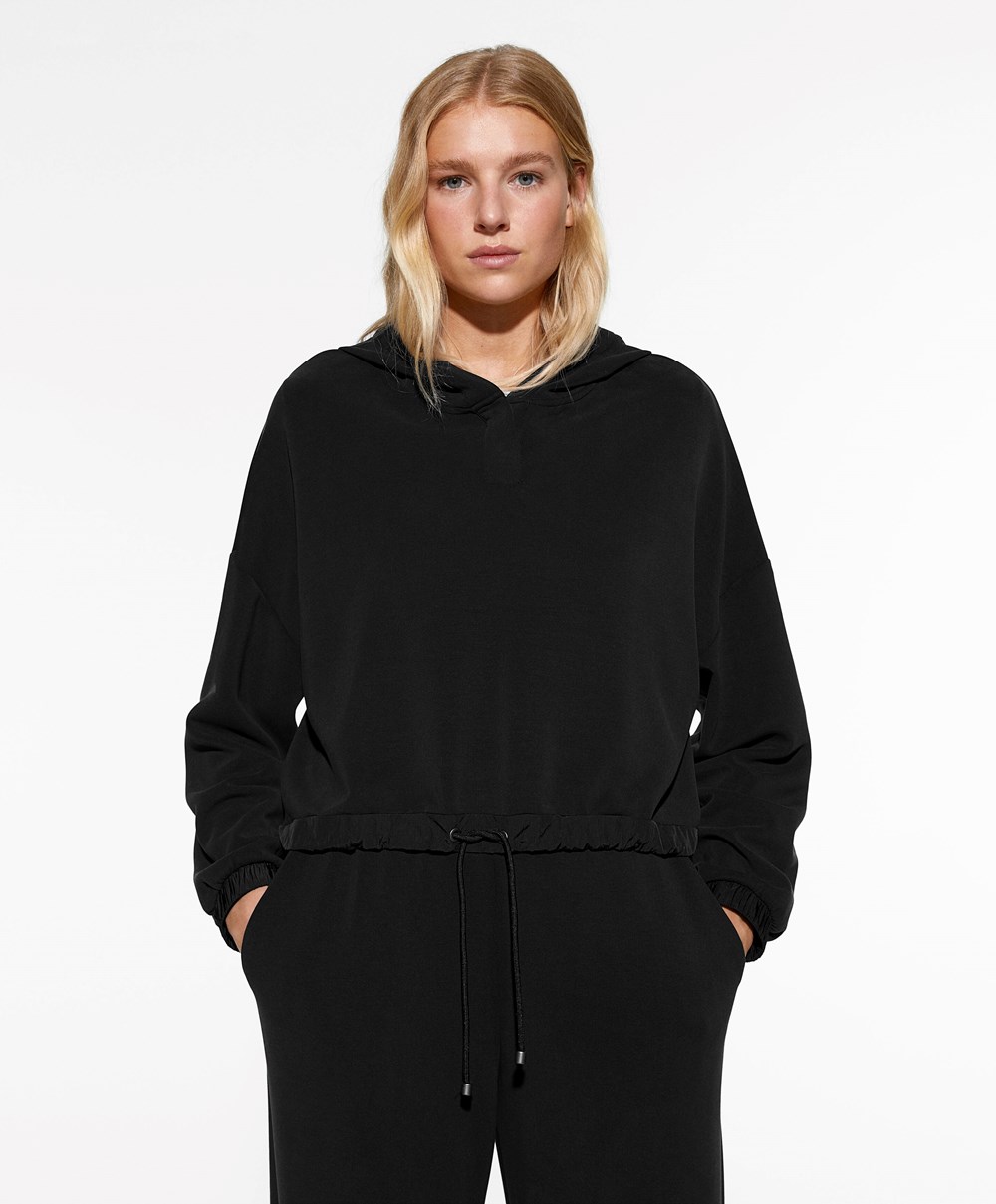 Black Oysho Adjustable Modal Sweatshirt | HWZX87142