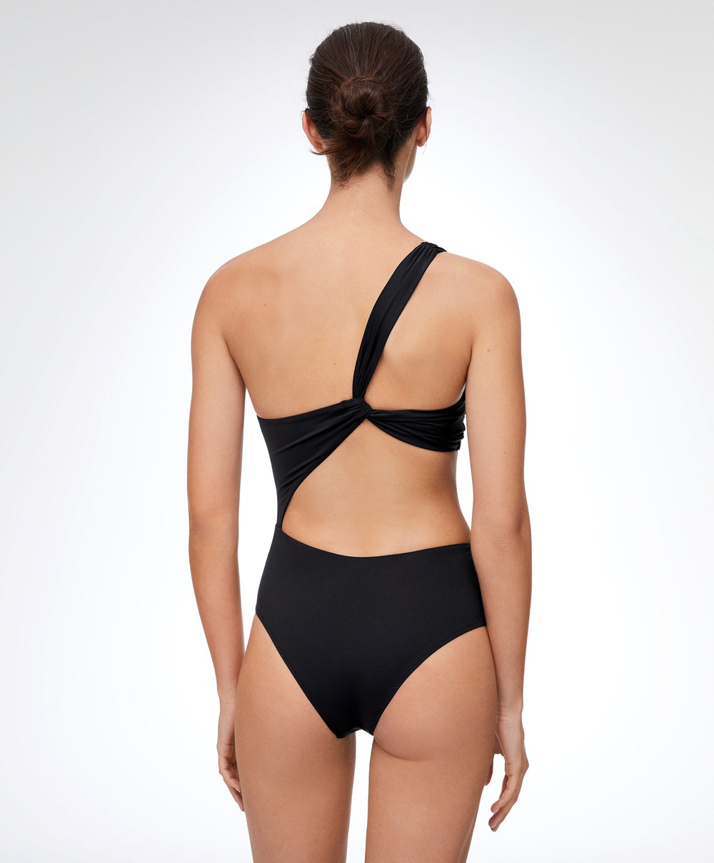 Black Oysho Asymmetric Trikini | LZEV61740