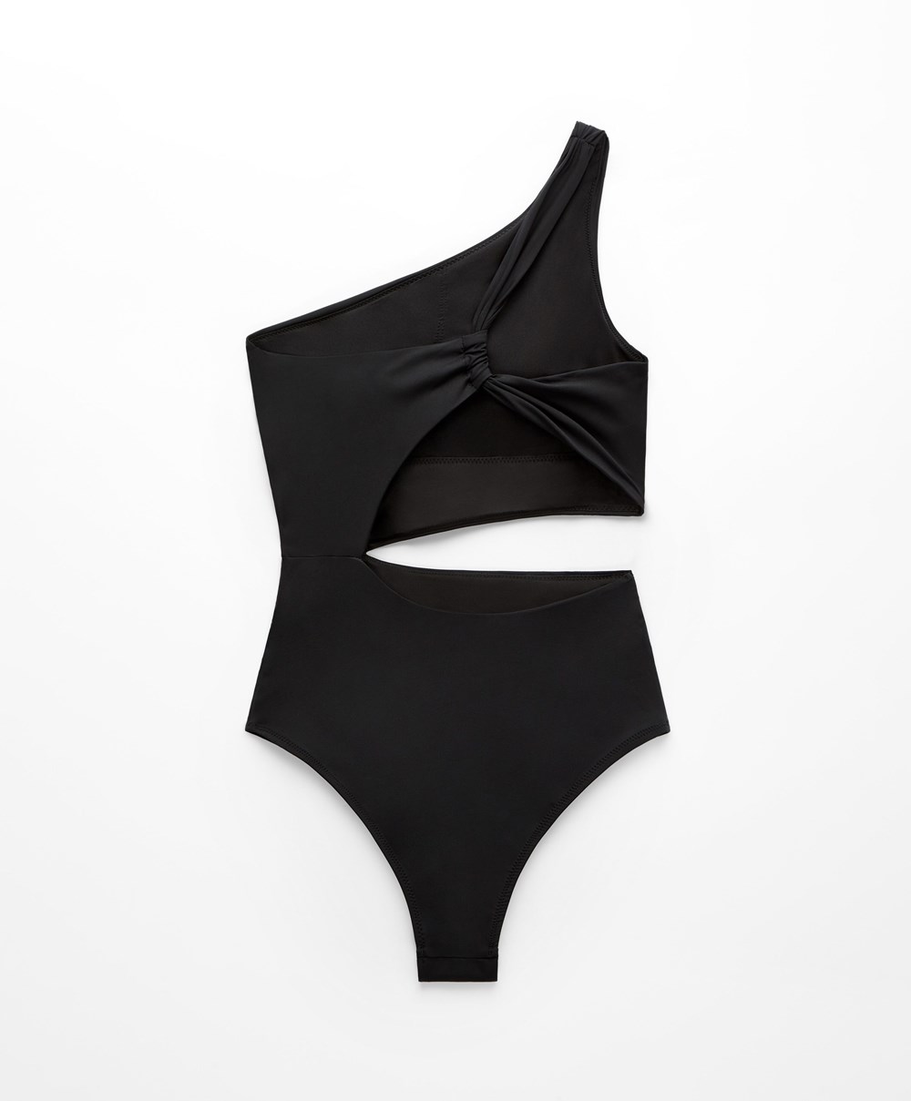 Black Oysho Asymmetric Trikini | LZEV61740