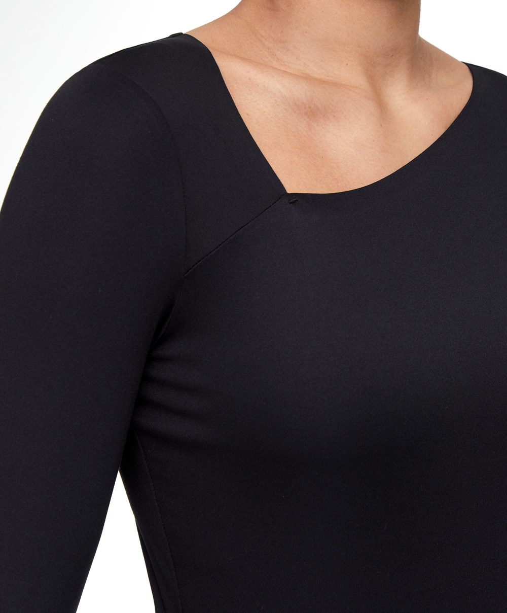 Black Oysho Asymmetrical Neckline Top | YILF08369