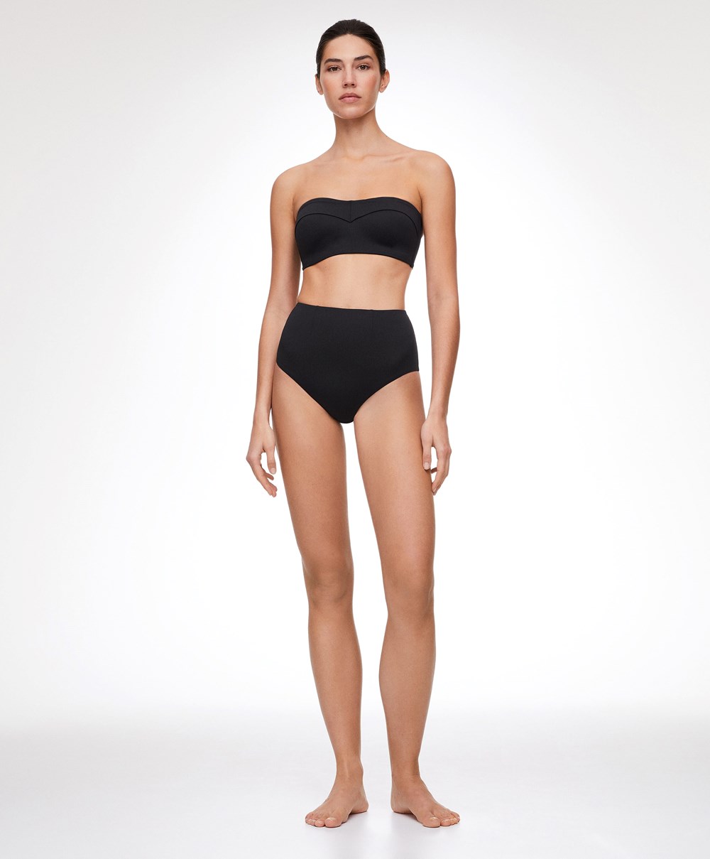 Black Oysho Bandeau Bustier Bikini Top | MHKQ38516