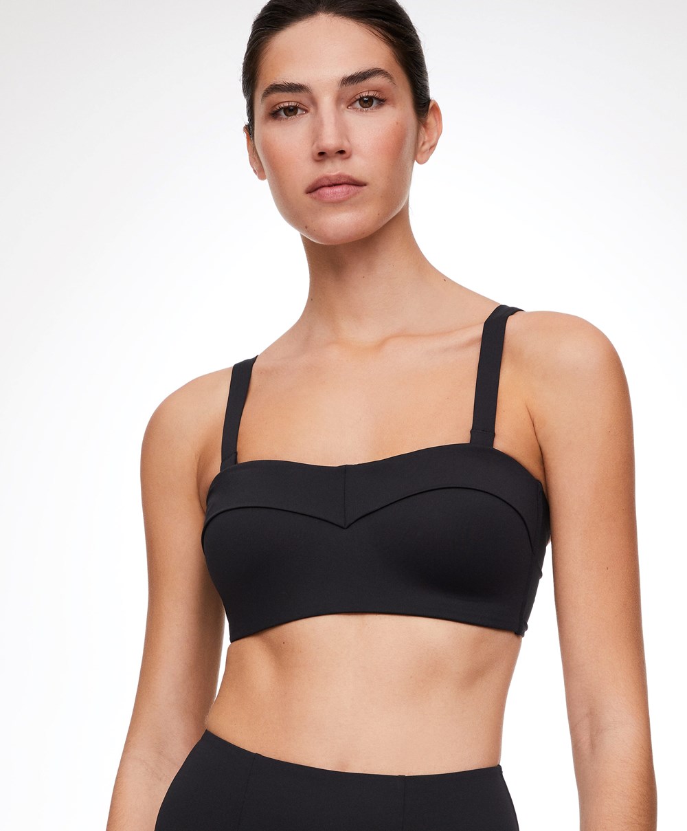 Black Oysho Bandeau Bustier Bikini Top | MHKQ38516