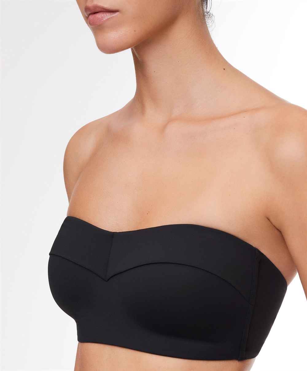 Black Oysho Bandeau Bustier Bikini Top | MHKQ38516