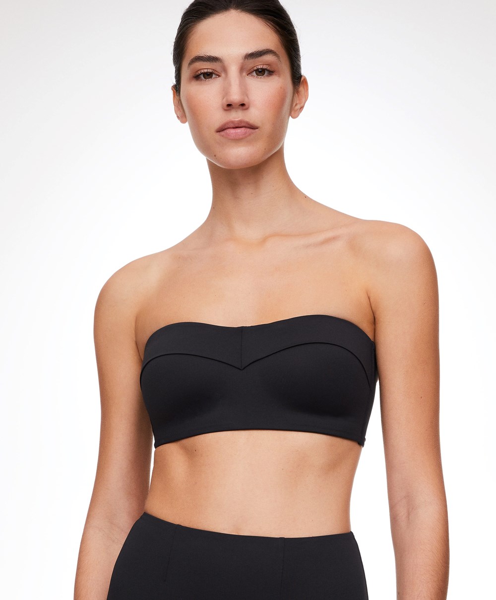 Black Oysho Bandeau Bustier Bikini Top | MHKQ38516