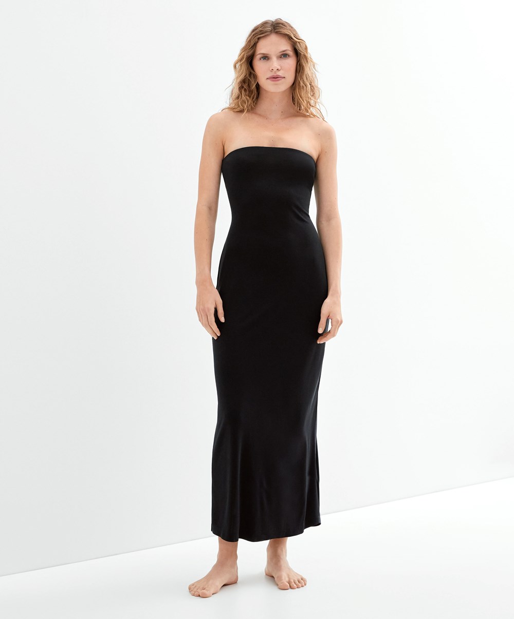 Black Oysho Bandeau Dress | NDMQ73596