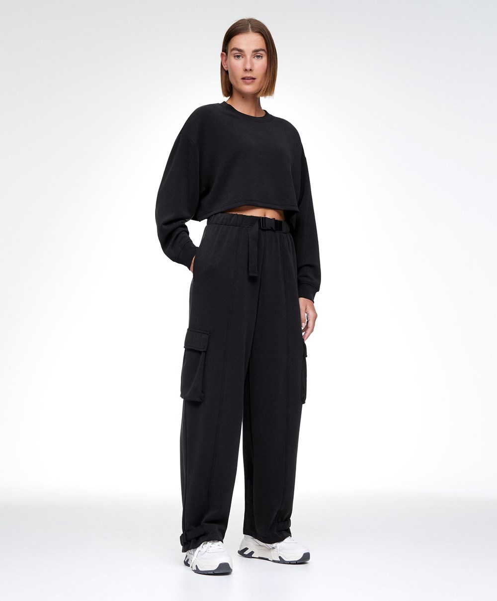 Black Oysho Black Modal Cargo Tracksuit | YFXD51074