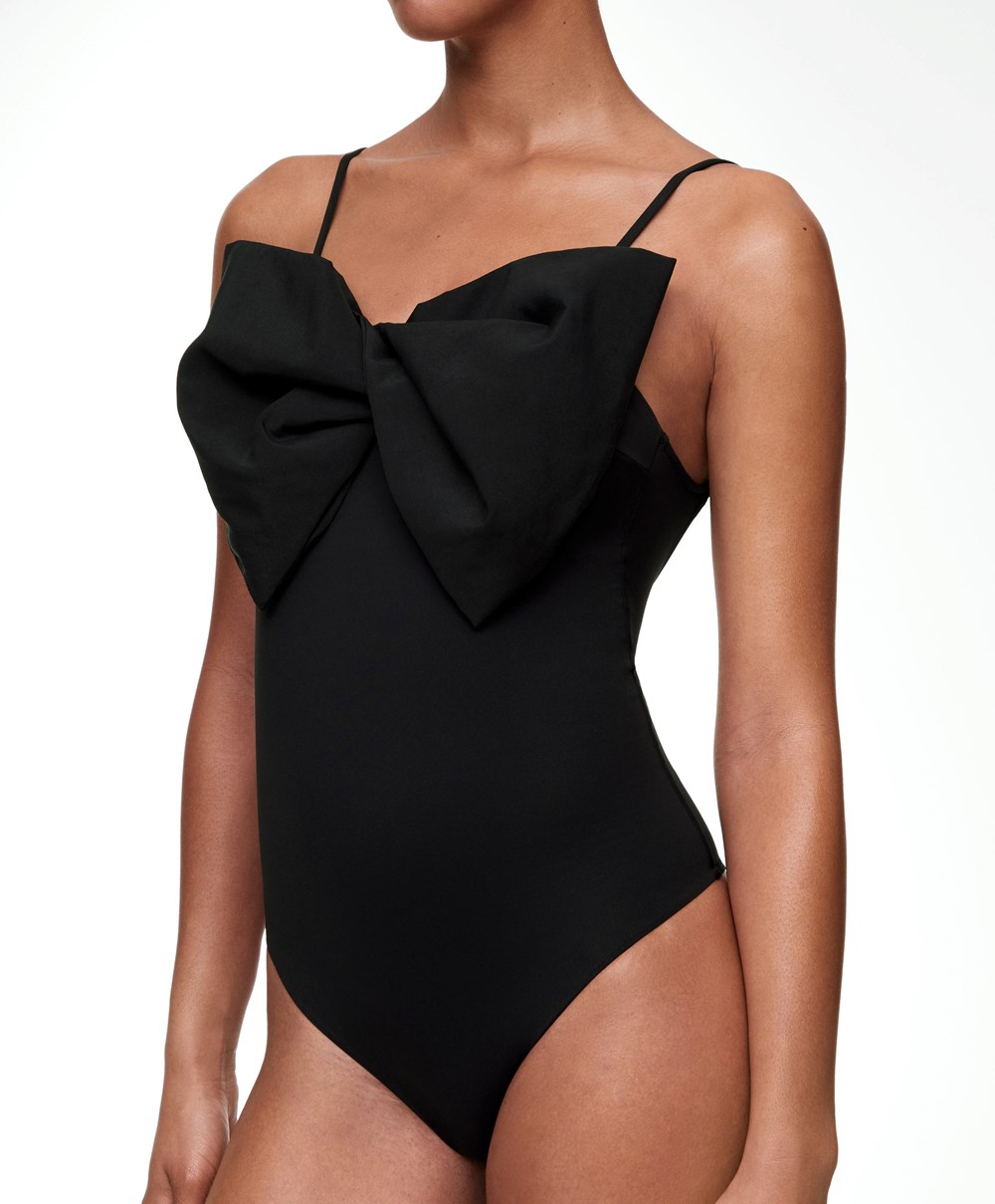 Black Oysho Bow Swimsuit | JIKV27586